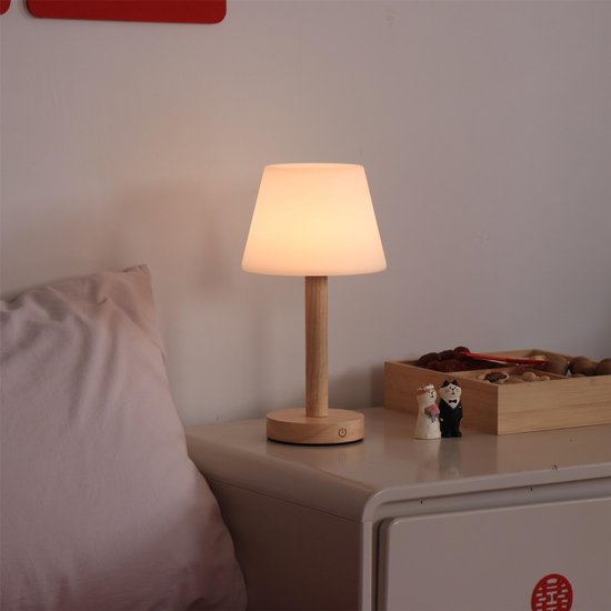 EGLO LED tafellamp draadloos Iniesta, nachtlampje oplaadbaar met touch schakelaar, bureaulamp op batterijen met USB-oplaadfunctie, nachtlamp van kunststof in cappuccino en zwart, warm - koud wit