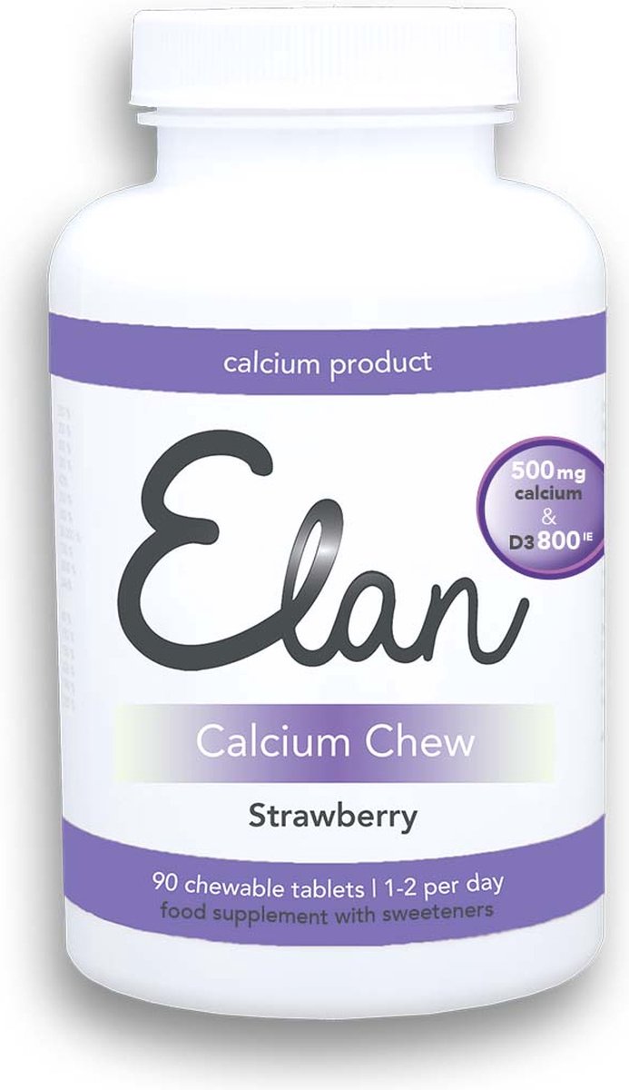 Goedkoopste Calcium Chew kauwtabletten - 90 Calcium Chew kauwtabletten in de vorm van citraat (500 mg) met vitamine D (20 mcg) voor een betere opname van calcium.
