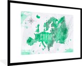 Fotolijst incl. Poster - Wereldkaart - Europa - Verf - 120x80 cm - Posterlijst