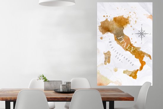 Affiche - Wereldkaart - Peinture - Italie - 80x120 cm