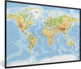 Fotolijst incl. Poster - Wereldkaart - Aardrijkskunde - Atlas - 60x40 cm - Posterlijst
