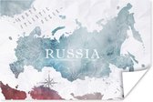 Wanddecoratie - Rusland - Wereldkaart - Verf - 90x60 cm - Poster