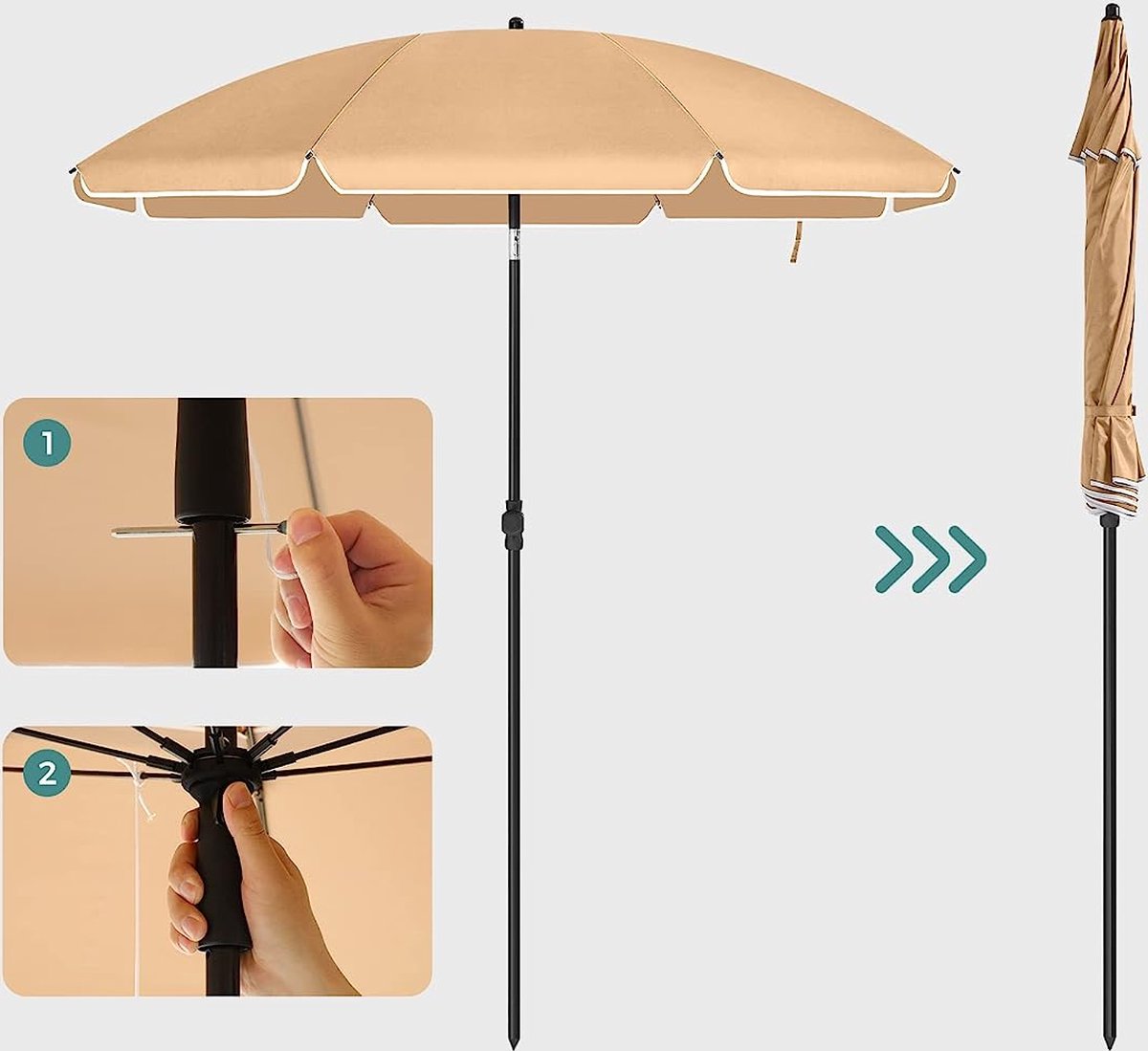 SONGMICS parasol 270 cm, achthoekige tuinparasol, zonwering