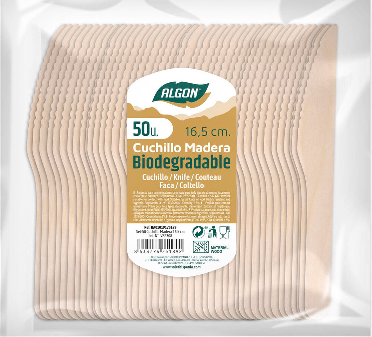 Messen Set Algon Hout 16,5 cm 50 Stuks