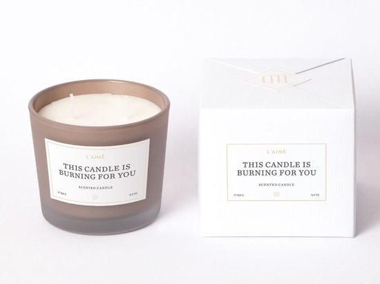 This candle is burning for you geurkaarsen 350 gram Cappuccino