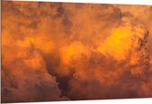 Dibond - Oranje Gloed van Zon over de Wolken - 150x100 cm Foto op Aluminium (Met Ophangsysteem)