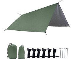 TDR - Outdoor Draagbaar Zonnescherm Met Opbergtas - Waterdicht - Tarps voor Kamperen 300 *300cm - 3-4 Personen -Leger groen
