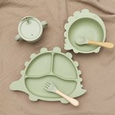 Dreumes / Peuter bord en bestek set - Siliconen ontbijt voor je kleintje - Kinderbord, bakje en beker inclusief vork en lepel in een hippe kleur