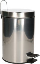 Excellent Houseware Pedaalemmer - vuilnisbak - 3 liter - zilver - RVS - 17 x 25 cm