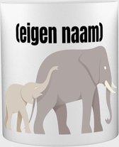 Akyol - olifant en kleine met eigen naam Mok met opdruk - olifant - dieren liefhebber - mok met eigen naam - iemand die houdt van olifanten - verjaardag - cadeau - kado - geschenk - 350 ML inhoud