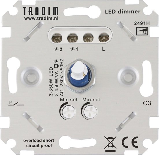 Tradim Draaidimmer Muurdimmer LED Dimmer inbouw 3450W Fase