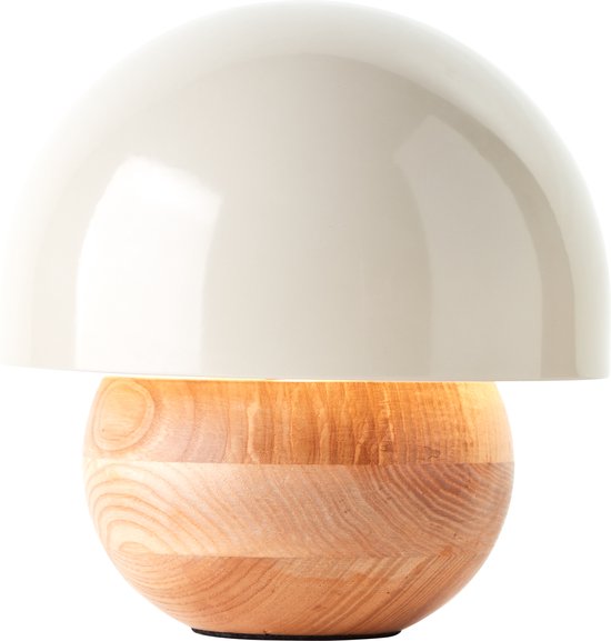 Brilliant Nalam tafellamp 20cm licht hout/grijs metaal/hout snoer schakelaar 1x D45, E14, 40 W, Geschikt voor hanglamp (niet inbegrepen)