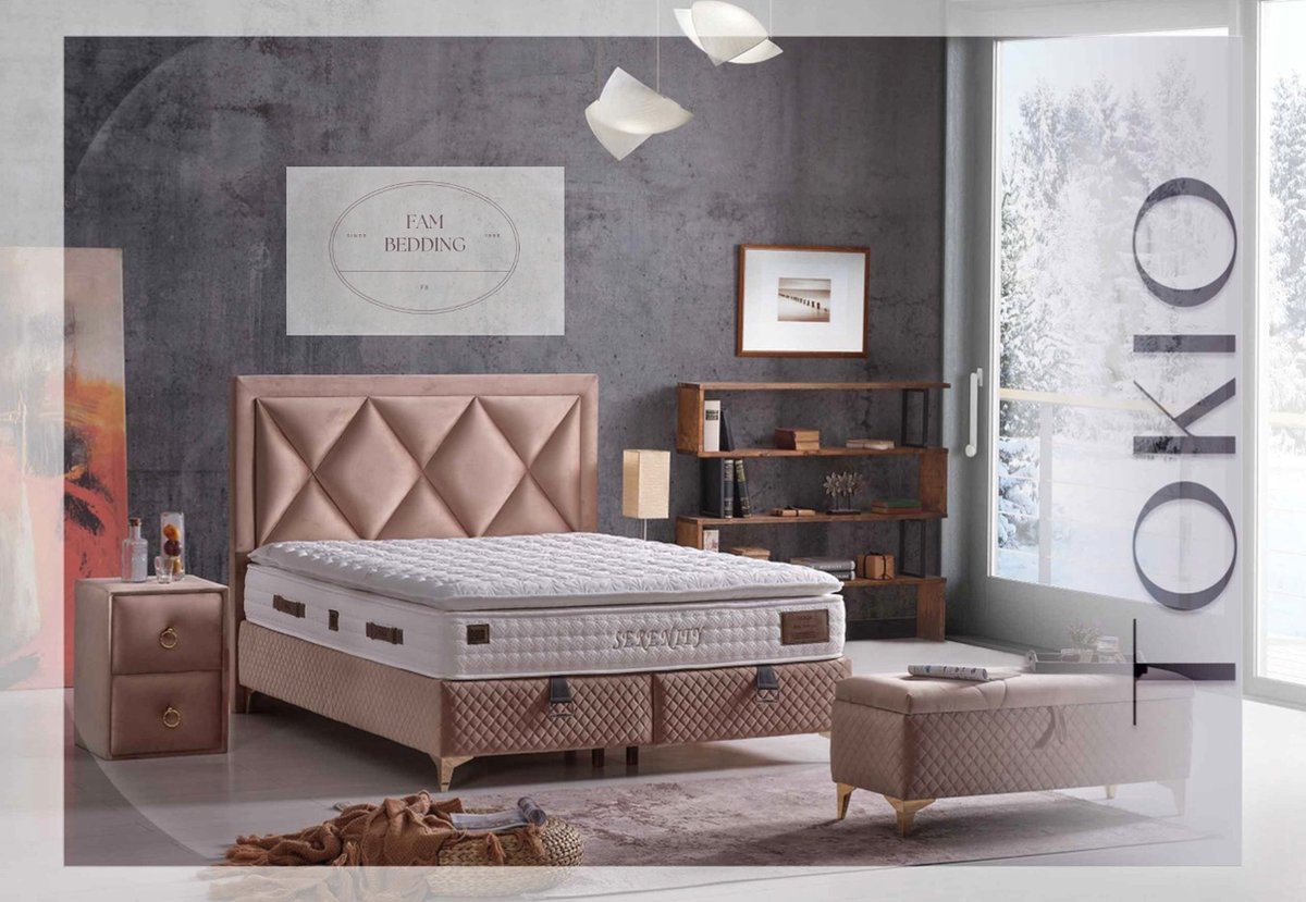 2 Persoons Opberg Boxspring Tokio Taupe 160x200