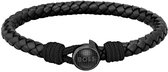 BOSS HBJ1580468S THAD CLASSIC Heren Armband - Leren armband - Sieraad - Leer - Zwart - 7 mm breed - 17.5 cm lang