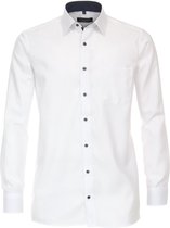 CASA MODA comfort fit overhemd - structuur - wit geruit - Strijkvriendelijk - Boordmaat: 48