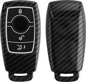 kwmobile hoes voor autosleutel geschikt voor Mercedes Benz Smart Key autosleutel (alleen Keyless) - Autosleutelbehuizing in zwart - Carbon design