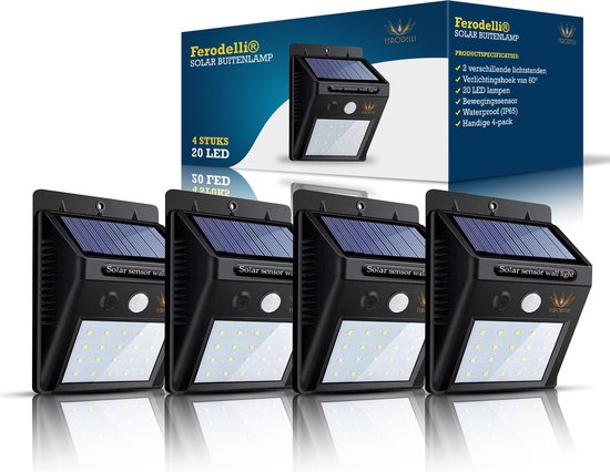Ferodelli® - Solar Buitenlamp met 40 LEDs - Tuinverlichting op Zonne energie - stuks