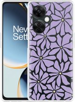 Cazy Hoesje geschikt voor OnePlus Nord CE 3 Lite 5G Abstracte Paarse Bloemen