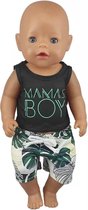 Poppenkleertjes - Geschikt voor babypop zoals Baby Born - Shirt en broek - Mama's Boy - Kledingset voor jongenspop