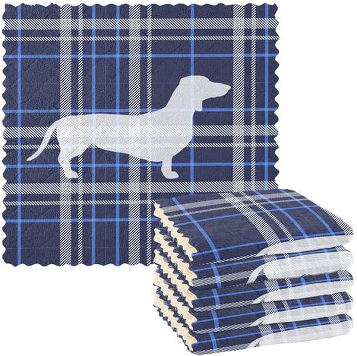 Goedkoopste Teckel - Poetsdoek - Vaatdoek - Doek - 26x27cm - Microvezeldoek - Microvezel - Blauw-Wit geruit - Blauw - Wit - Geruit - 1 stuks