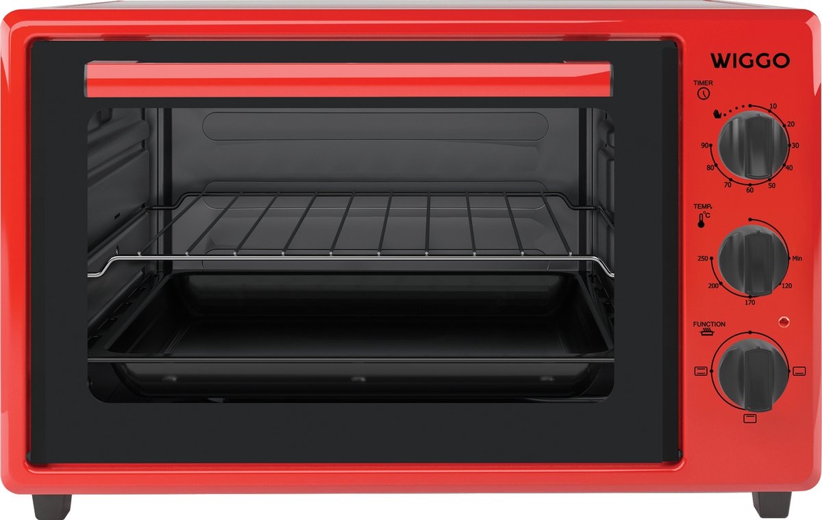 Wiggo WMO-E353(R) - Vrijstaande Mini Oven - Electrisch - 50 CM - 35 liter - 1800 W - 5 Jaar Garantie - Rood – foto 2