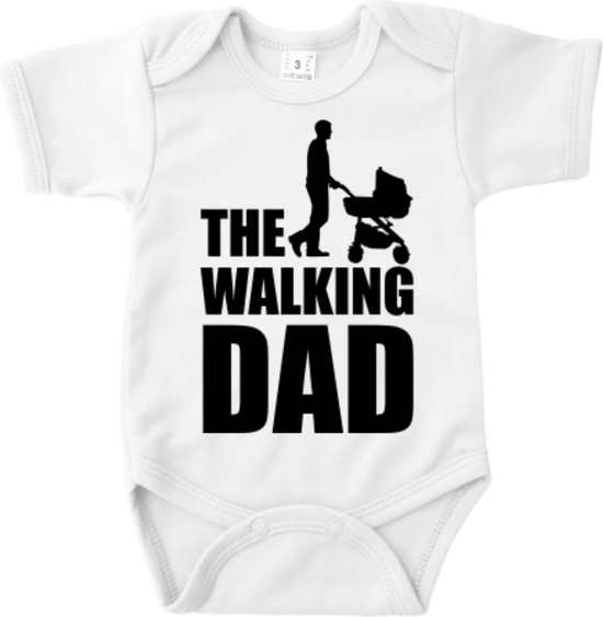 Cadeau Vaderdag - Barboteuse The Walking Dad - Taille 56 - Couleur Wit - 100% Katoen