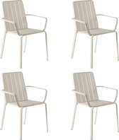 NATERIAL - Set van 4 tuinstoelen IDAHO met armleuningen - 4 x tuinstoel - tuinfauteuil - stapelbaar - stapelbare stoel - aluminium - beige