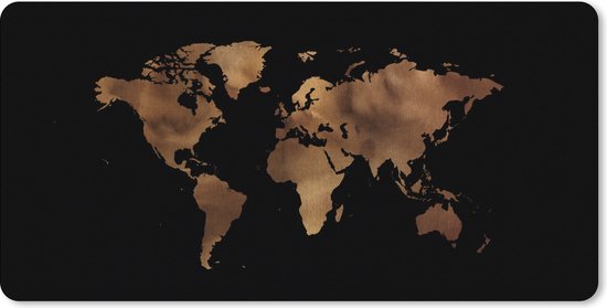 Tapis de souris XXL - Sous-main - Tapis de bureau - Wereldkaart - Cuir - Marron - 80x40 cm - Tapis de souris XXL - Accessoires salle de jeux