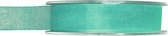 1x Hobby/decoratie mintgroene organza sierlinten 1,5 cm/15 mm x 20 meter - Cadeaulint organzalint/ribbon - Striklint linten mint