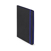 Schriften/notitieboekje blauw met elastiek A5 formaat - 80x gekleurde blanco paginas - opschrijfboekjes
