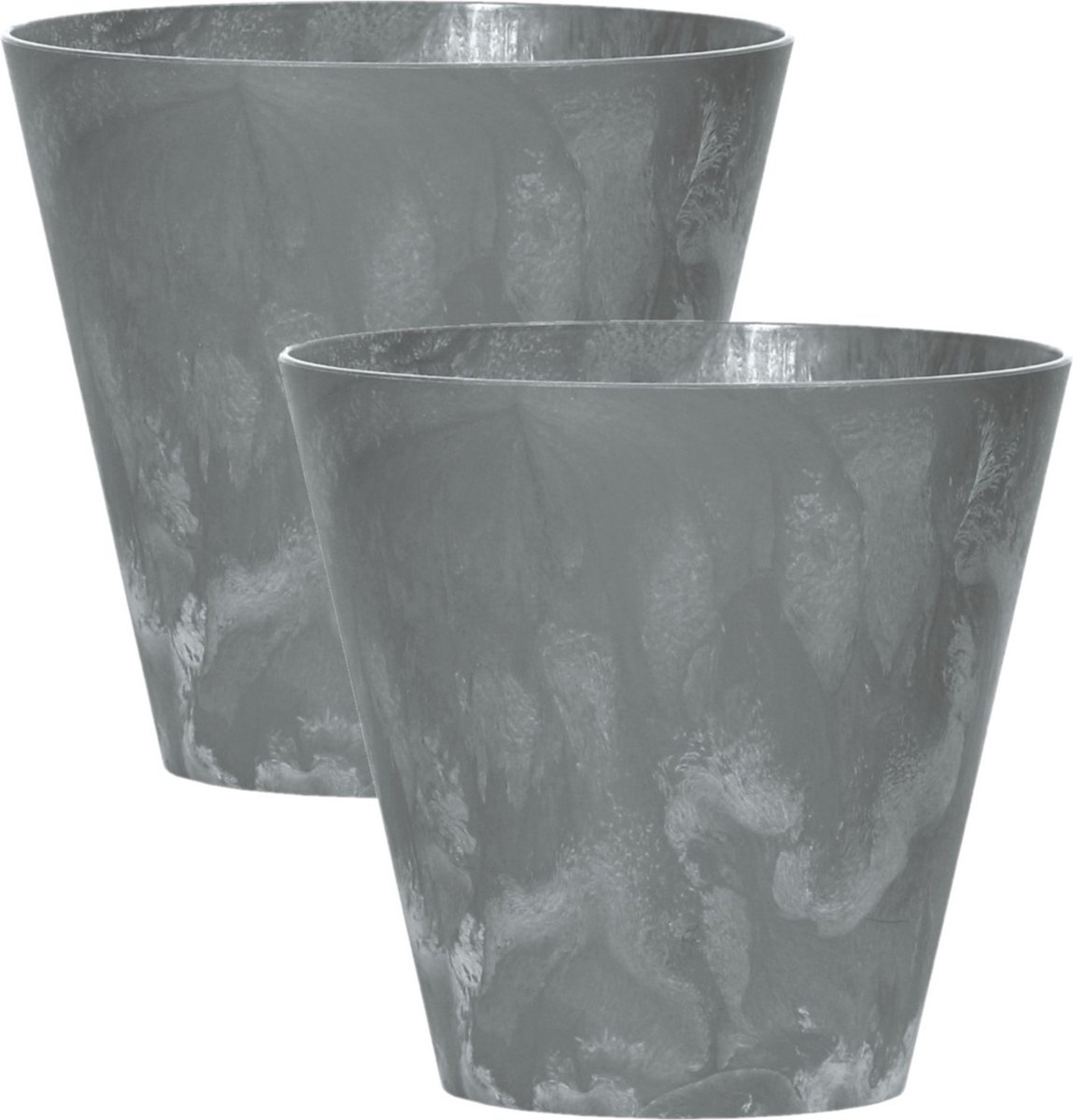 Prosperplast Bloempot/plantenpot voor buiten - Set van 2x stuks - kunststof - steengrijs - D30 x H28 cm - 12 liter