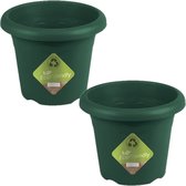 4x morceaux de pot rond vert foncé / pot de fleur plastique diamètre 20 cm et hauteur 16 cm - Jardinières/ jardinières pour l' extérieur