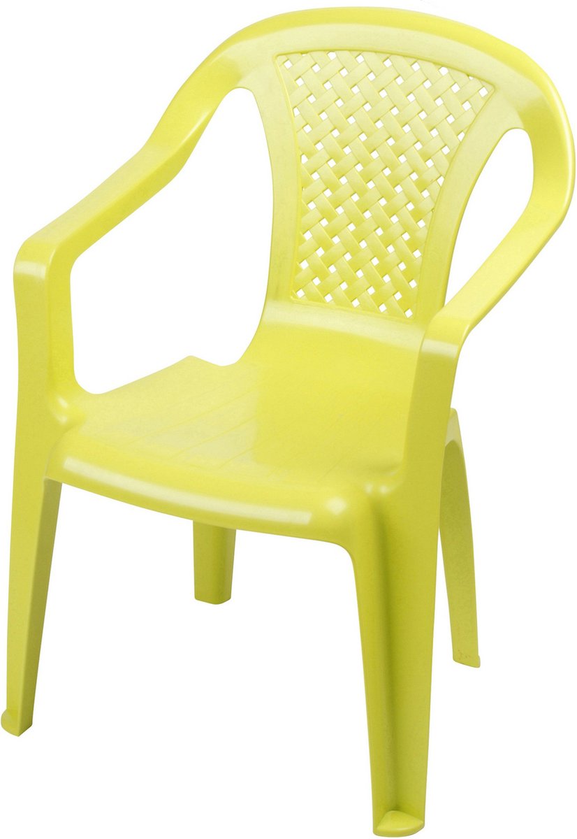 Sunnydays Kinderstoel - 4x - groen - kunststof - buiten/binnen - L37 x B35 x H52 cm - tuinstoelen