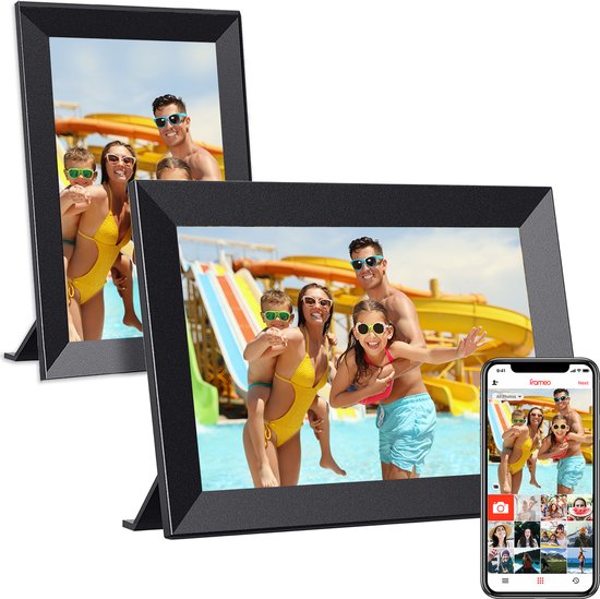 iMoshion Digitale Fotolijst met WiFi - Frameo App - Fotokader met Touchscreen - Micro SD - 16GB - Zwart