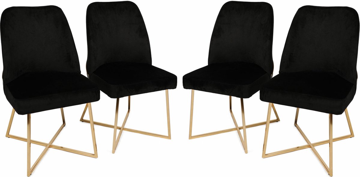Skye Decor , Stoelenset (4 stuks), Madrid 911 V4, Metaal, Goud & Zwart, 50 x 49 x 90 cm
