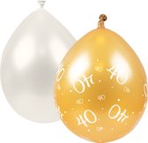 Ballonnen | Goudkleurig met witte cijfers 40 | witte ballonnen | mixpakket | 8 stuks