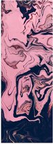 Poster Glanzend – Gemixte Verf in Roze en Blauwe Kleuren - 30x90 cm Foto op Posterpapier met Glanzende Afwerking