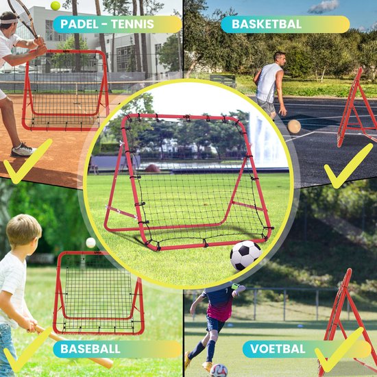 Raku Sports - Voetbal Rebounder Voetbaldoel - Accessoires & Spullen voor Training - Voetbalgoal met Pionnen - Trainingsmateriaal - Stuitbaltrainer - Rebounder
