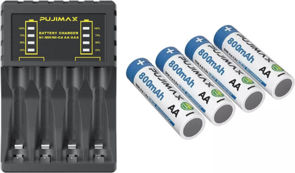 Chargeur de Piles Ninzer - Jusqu'à 8 Piles AAA - Connexion USB-C