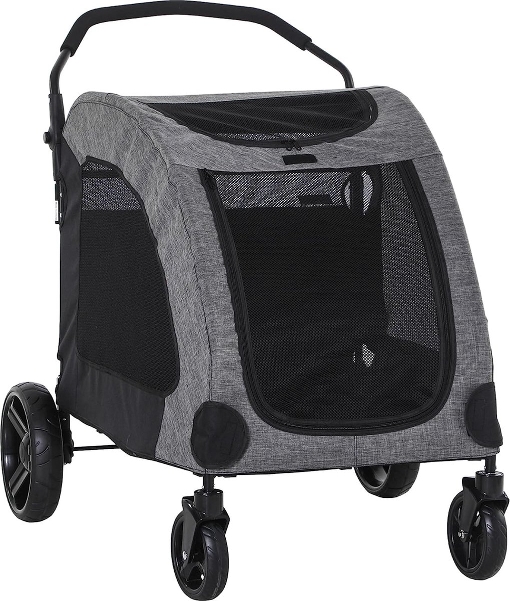 Mara Luxe Hondenbuggy - Hondenwagen - Praktisch - Voor Honden - Buggy voor dieren - Inklapbaar - Grijs - 98 x 82 x 110 cm
