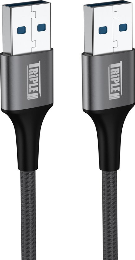 Câble Triple J® USB A vers USB A - Câble USB 2.0 - 1 mètre - Zwart