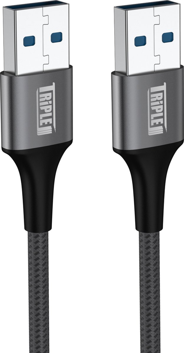 Triple J® USB A naar USB A kabel - USB 2.0 kabel - 1 meter - Zwart