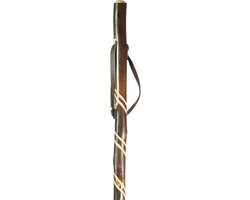 Foto: Classic canes wandelstok bruin kastanjehout spiraal leren polsbandje lengte 122 cm gewicht 450 gram combi spike dop wandelstokken jachtstok unisex houten wandelstok jacht wandelstok jagers wandelstok wandelstok outdoor