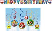Amscan – Super Mario – Versierpakket – Letterslinger – Plafond decoratie – Versiering - Kinderfeest.