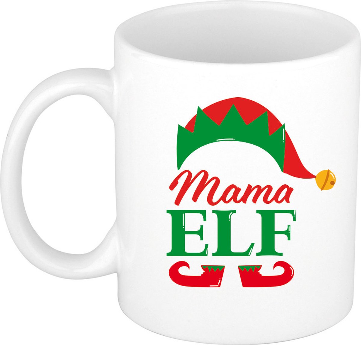 Bellatio Decorations Koffiemok - Mama Elf - 300 ml - keramiek - kerstcadeau - kerstmis