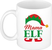 Cadeau kerstmok Mama Elf - 300 ml - keramiek - koffiemok / theebeker - Kerstmis - kerstcadeau mama / moeder
