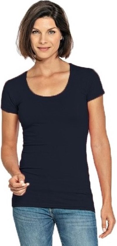 Bodyfit dames t-shirt met ronde hals - Dameskleding basic shirts