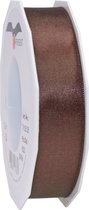 1x Luxe Hobby/decoratie bruine satijnen sierlinten 2,5 cm/25 mm x 25 meter- Luxe kwaliteit - Cadeaulint satijnlint/ribbon