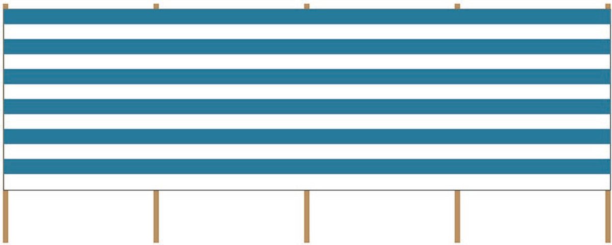 Gestreept strand/camping windscherm wit/blauw - 5 meter x 120 cm - Beschutting/schermen voor camping/strand