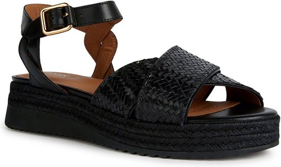 Geox Dames D EOLIE C Flat Sandaal, Lt Gold/Camel, 37 EU, Lt Gold Camel, 37 EU